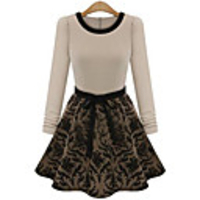 WeiMeiJia Damenmode Blumen Splice Langarm Kleid (Screen Color)
