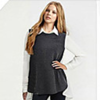 WeiMeiJia Damenmode Hemd-Kragen Kontrast Farbe Splice Tops (dunkelgrau)