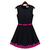 WeiMeiJia Damenmode Kontrast Farbe Taillen-Weste-Kleid (Schwarz)