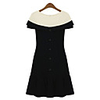 WeiMeiJia Damenmode Kurzarm Rüschenkleid (Schwarz)