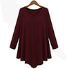 WeiMeiJia Damenmode Lose Große runde Kragen-Strickwaren (Black,  Wine)