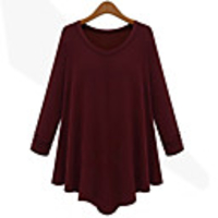 WeiMeiJia Damenmode Lose Große runde Kragen-Strickwaren (Black,  Wine)
