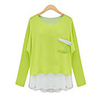 WeiMeiJia Damenmode Lose Splice-T-Shirt (Screen Color)