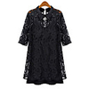 WeiMeiJia Damenmode Revers 1/2 Hülsen-Spitze-Kleid (Schwarz)