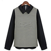 WeiMeiJia Damenmode Revers Knitting prüfen Tops (Screen Color)