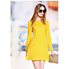 WeiMeiJia Damenmode Runde Kragen Solid Color Kleid (Gelb)