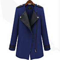 WeiMeiJia Damenmode Schlank Zipper langer Abschnitt Coat (Royal Blue)