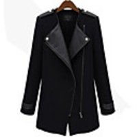 WeiMeiJia Damenmode Schlank Zipper langer Abschnitt Coat (Schwarz)