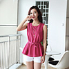 WeiMeiJia Damenmode Solid Color Sleevless Strickoberteile (mit Gurt) (Fuchsia)