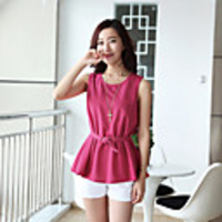 WeiMeiJia Damenmode Solid Color Sleevless Strickoberteile (mit Gurt) (Fuchsia)