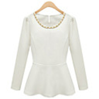 WeiMeiJia Damenmode Solid Color Waist-T-Shirt (schwarz,  weiß)