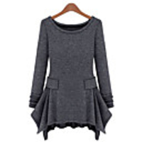 WeiMeiJia Damenmode Stricken Schlank Taille Kleid (dunkelgrau)