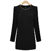 Weimeijia Elegante Perlen Langarm-Kleid (Schwarz)