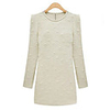Weimeijia Elegante Perlen Langarm-Kleid (weiß)
