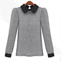 Weimeijia Farbe Pan-Kragen-Pullover Kontrast (Grau)