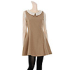 WeiMeiJia Frauen Cut Out Lace Splice Tweed Kleid (Camel)