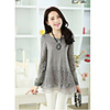 WeiMeiJia Frauen Einfache langer Abschnitt Schlank Splice Lace Shirt (Grau)