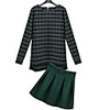 WeiMeiJia Frauen Einfache prüfen Tops und Tweed Rock-Klage (Screen Color)