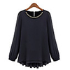 WeiMeiJia Frauen Einfache Runde Kragen Solid Color Chiffon-Tops (Schwarz,  Weiß)