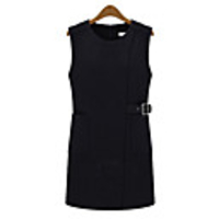 WeiMeiJia Frauen Einfache schlanke Taille Sleevless Kleid (Schwarz)