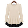 WeiMeiJia Frauen Einfache Taille Schlank Splice Kleid (Cream)