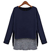 WeiMeiJia Frauen lange Abschnitt Flase Zweiteiler Bottom Tops (Marine-Blau)
