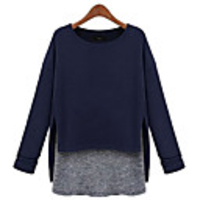 WeiMeiJia Frauen lange Abschnitt Flase Zweiteiler Bottom Tops (Marine-Blau)