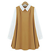 WeiMeiJia Frauen-Mode-Puppe Kragen-Chiffon-Kleid (Schwarz,  Camel)