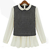 WeiMeiJia Frauen-Mode-Puppe Kragen Jacquard Bettwäsche Tops (Schwarz)