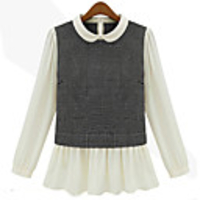 WeiMeiJia Frauen-Mode-Puppe Kragen Jacquard Bettwäsche Tops (Schwarz)