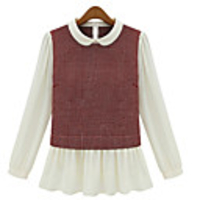 WeiMeiJia Frauen-Mode-Puppe Kragen Jacquard Bettwäsche Tops (Screen Color)