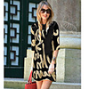 WeiMeiJia Frauen Persönlichkeit Muster 1/2 Sleeve Dress (Screen Color)