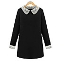 WeiMeiJia Frauen schöne Puppe Kragen-Spitze-Kleid (Schwarz,  Pink)