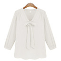 WeiMeiJia Frauen Schöne Sexy V-Ausschnitt Chiffon-Shirt (weiß)