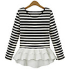WeiMeiJia Frauen Stripes Splice Knitting Unterseite Hemd (Screen Color)