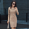 Weimeijia Long Sleeve Slim-Kleid grundiert (Almond)