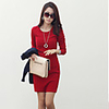 Weimeijia Long Sleeve Slim-Kleid grundiert (Red)