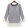 Weimeijia Runde Kragen-Spitze Strick-Shirt