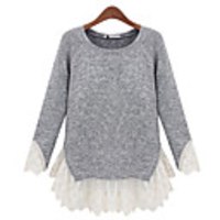 Weimeijia Runde Kragen-Spitze Strick-Shirt