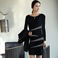 Weimeijia Schlank Langarm Kleid