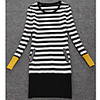 Weimeijia Strickwaren Stripes Round Kragen Kleid (Schwarz)