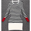Weimeijia Strickwaren Stripes Round Kragen Kleid (weiß)