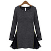 Weimeijia Zipper Patchwork-Chiffon-Shirt (Dunkelgrau)