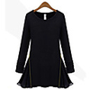 Weimeijia Zipper Patchwork-Chiffon-Shirt (schwarz)