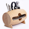 Weinöffner Set Edelstahl Weinkorkenzieher Holzfass Geschenkbox Weinkorkenzieher mit Weinausgießer Aluminiumfolie Papierschneider Weinstopper