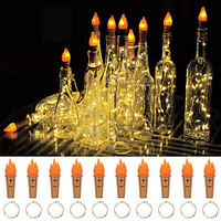 Weinflasche Lichter mit Kork 2-10 Pack 20 LED Fackel Flasche Kork Lichter batteriebetriebene Lichterketten Silberdraht Flammenlampe für DIY Party Weihnachten Hochzeit Tischdekoration warmweiß Multi Lightinthebox