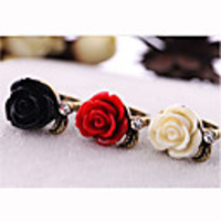 Weinlese-Acryl Rose mit Strass Einstellbare Fingerring (weitere Farben)