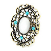 Weinlese Alloy Zirkon Oval Gem Pattern Ring (verschiedene Farben)