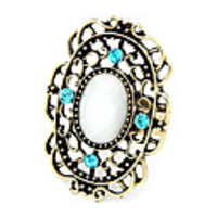 Weinlese Alloy Zirkon Oval Gem Pattern Ring (verschiedene Farben)