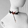 Weinlese Balck und Red Lace Gem Schmetterling Quasten Muster-Halskette
